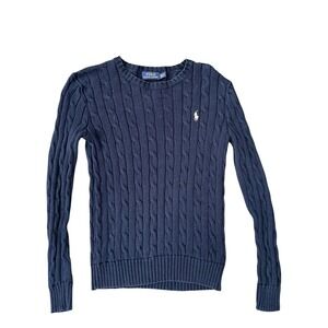 Polo Ralph Lauren Navy Blue Cable Knit Sweater XS Womens Classic Pony Logo